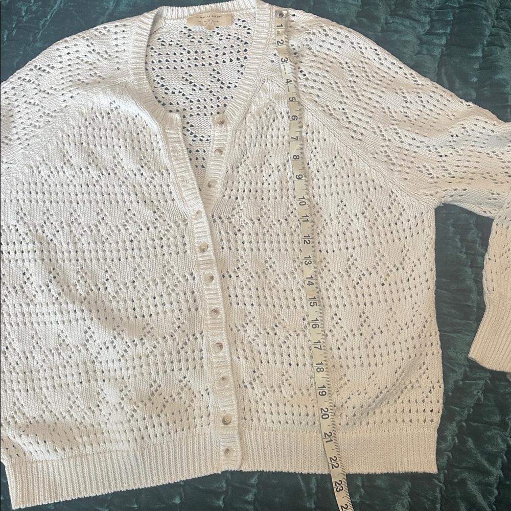 Sézane Capucine White Eyelet Knit Cardigan Sweater Small - Picture 4 of 8